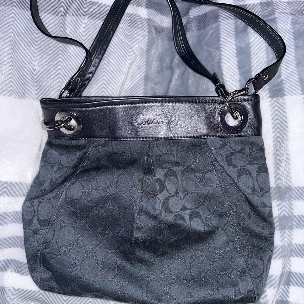 Coach metallic blue/gray shoulder bag